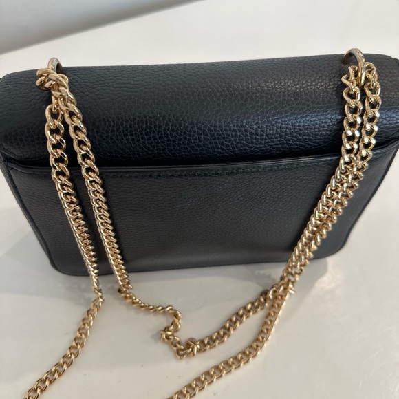 Tory Burch Black Pebbled Leather Chain Crossbody with Gold Hardware - Picture 8 of 14